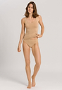 Full-body view of a women model wearing HA beige microfibre Tank Top