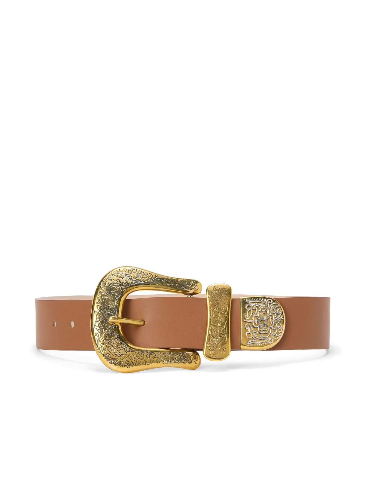 Milou Belt in Black Croc Embossed/Gold | L'AGENCE