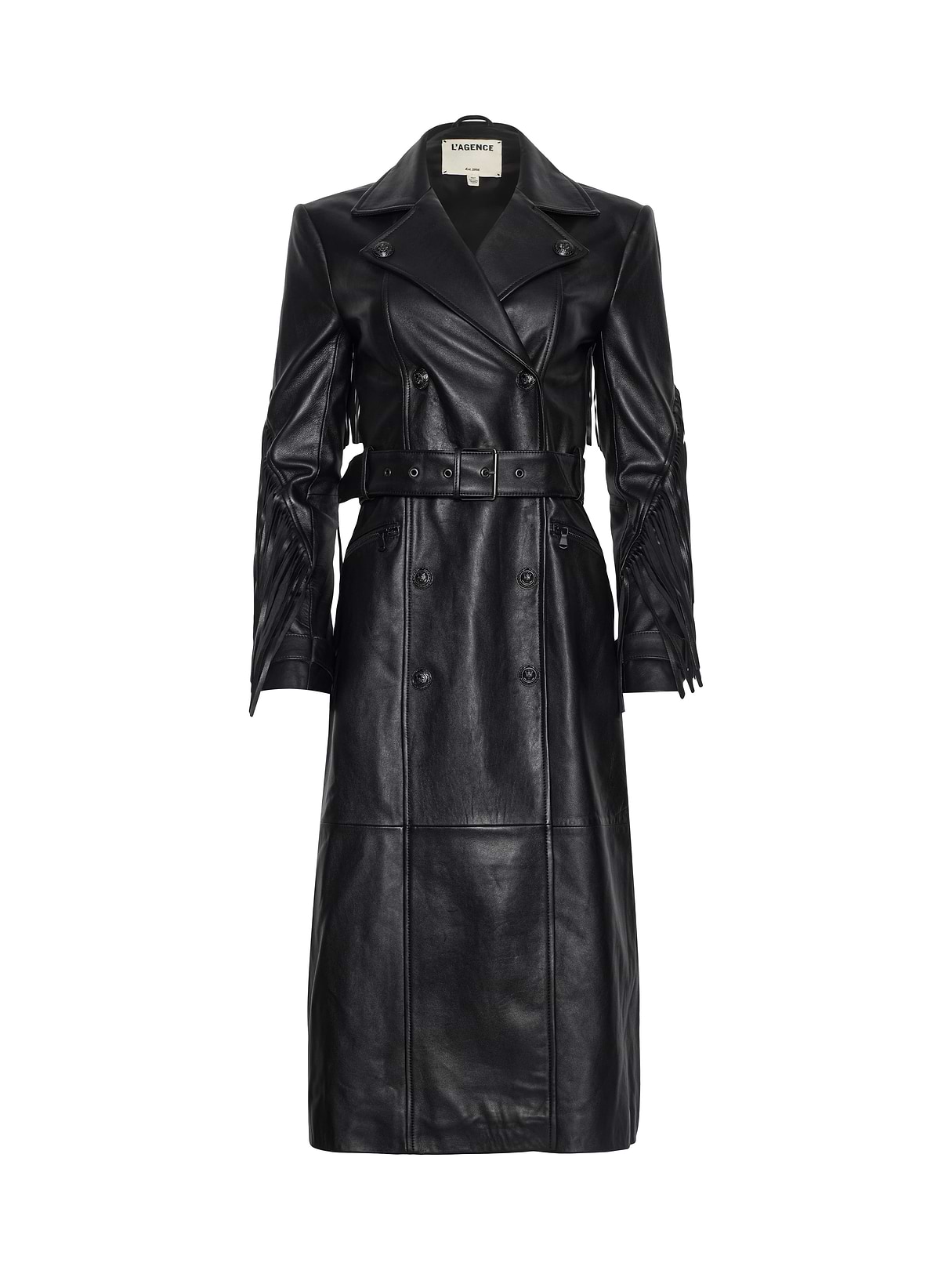 Celina Leather Trench Coat in Black | L'AGENCE