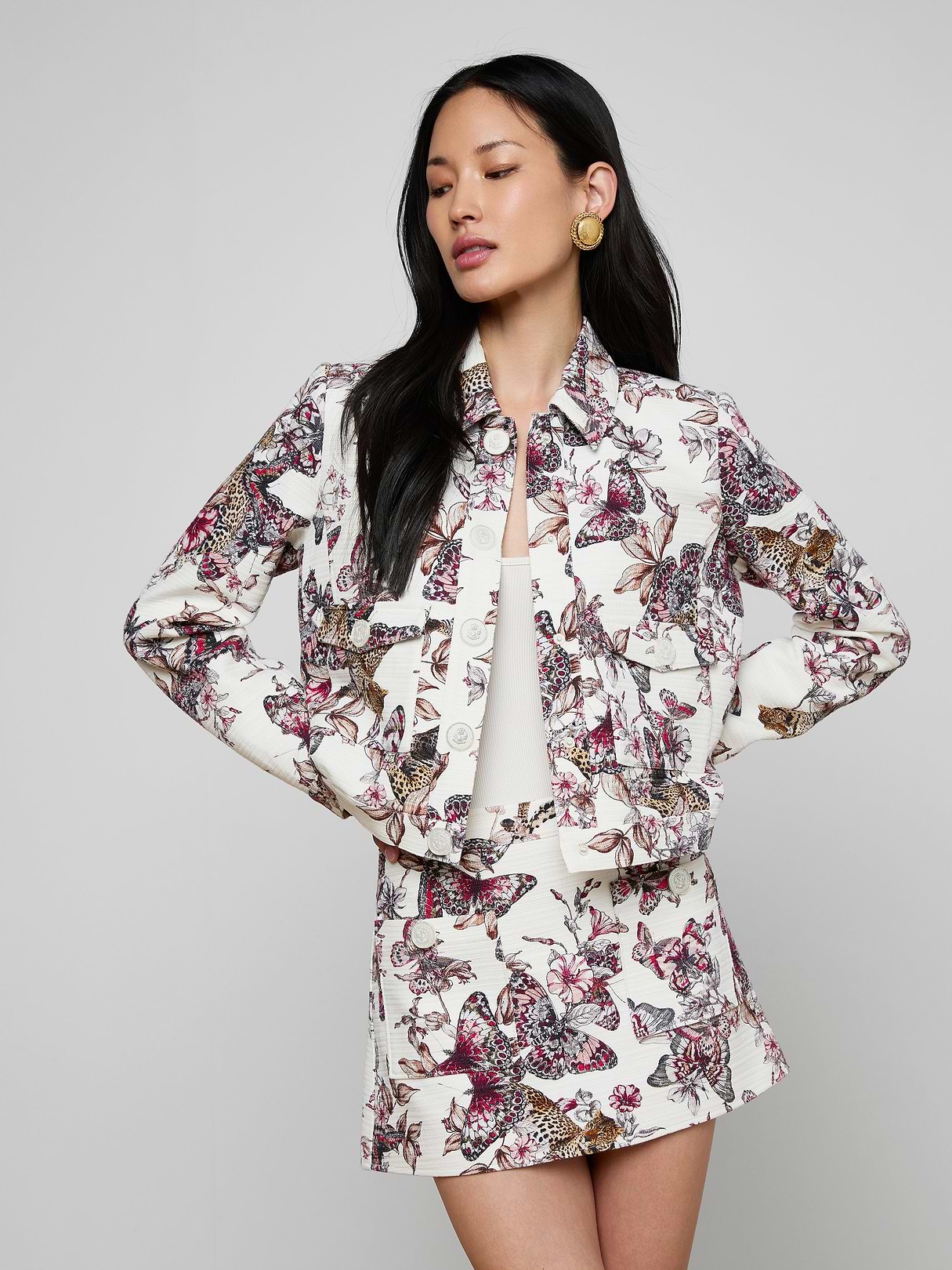 Kumi Cropped Jacket in Midnight | L'AGENCE