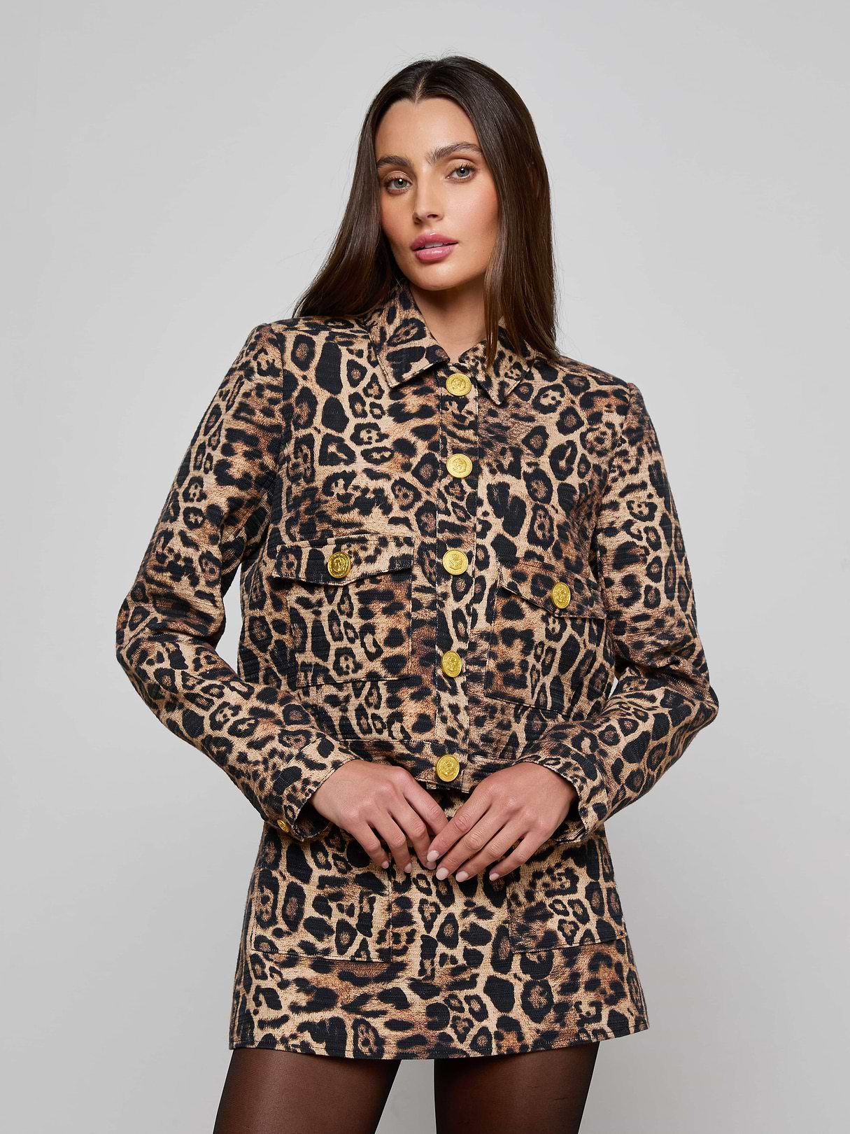 Jia Cropped Tweed Jacket in Chai Latte/Black | L'AGENCE