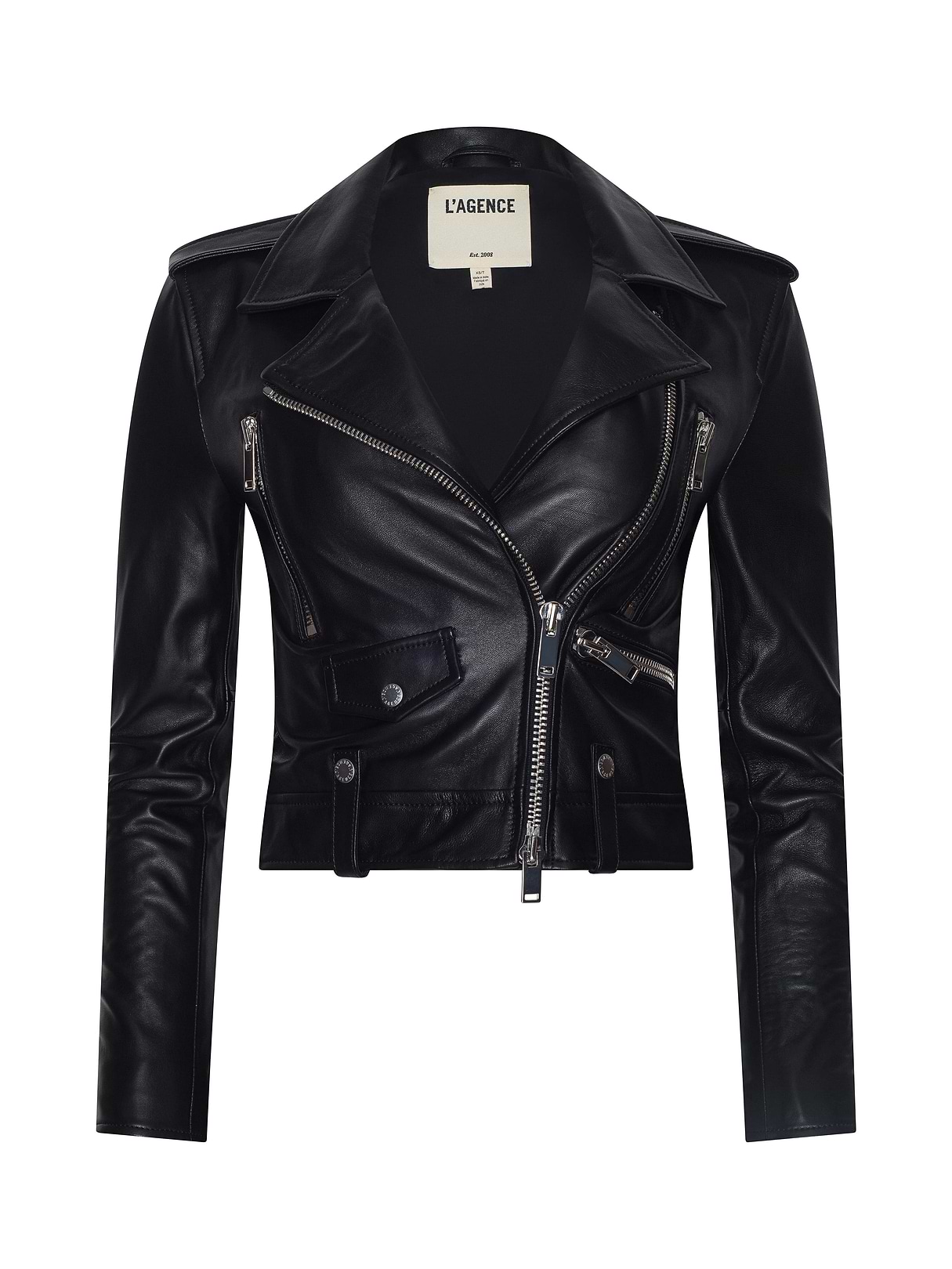 Blakely Leather Biker Jacket in Plum Sangria | L'AGENCE