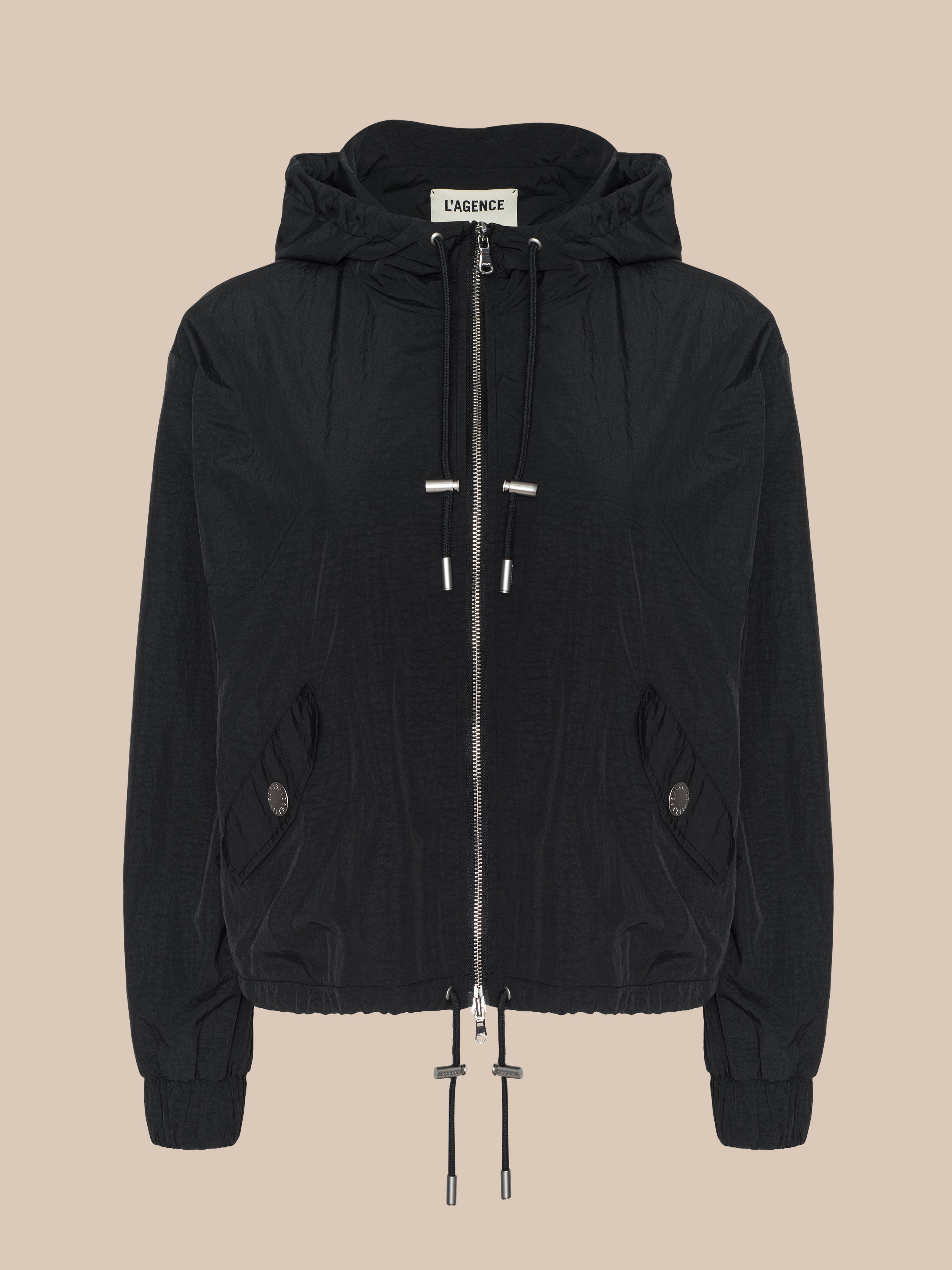 Bronwyn Cropped Windbreaker in Medium Grey | L'AGENCE