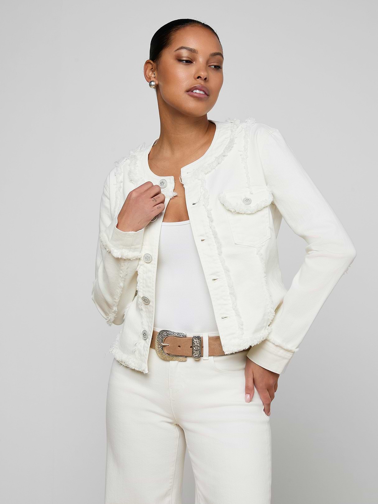 【digne】collarless jacket coat Jayde Collarless Jacket in Cardamom | L'AGENCE