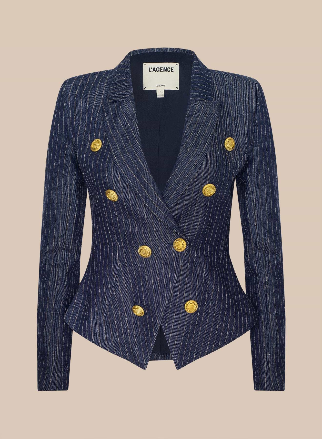 Kyomi Double-Breasted Blazer in Midnight | L'AGENCE