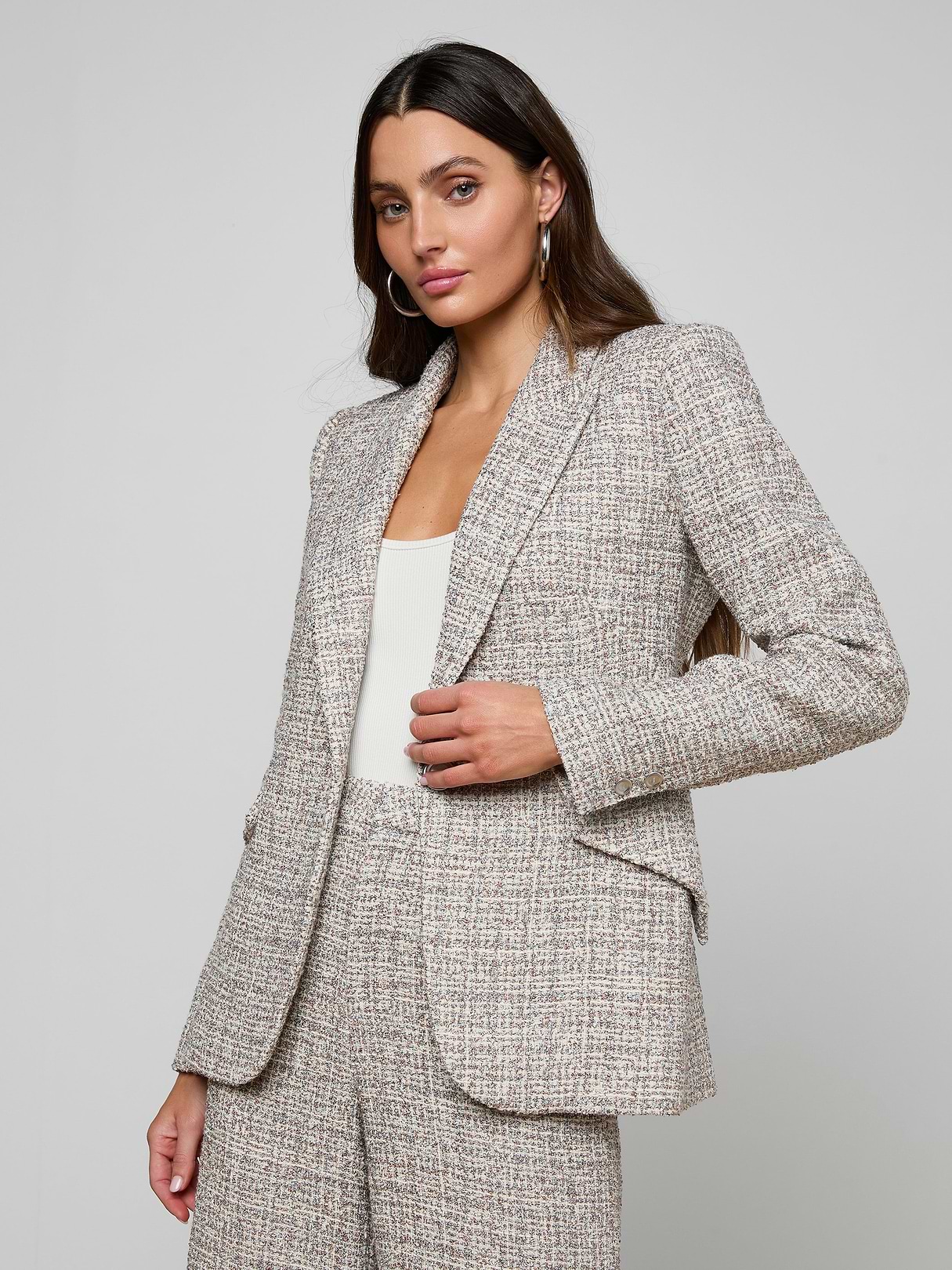 Kaisley Tweed Blazer in Dusty Pink | L'AGENCE