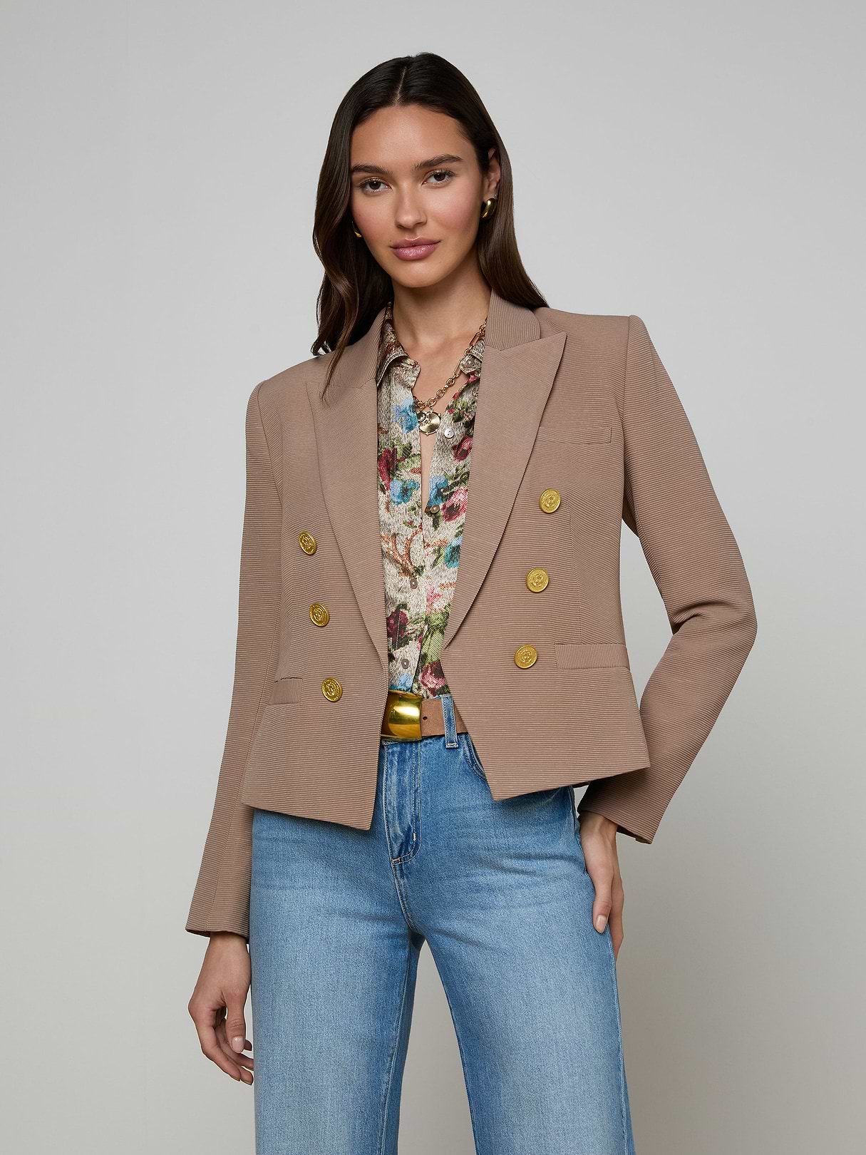 Sofia Knit Blazer in Ginger Snap | L'AGENCE