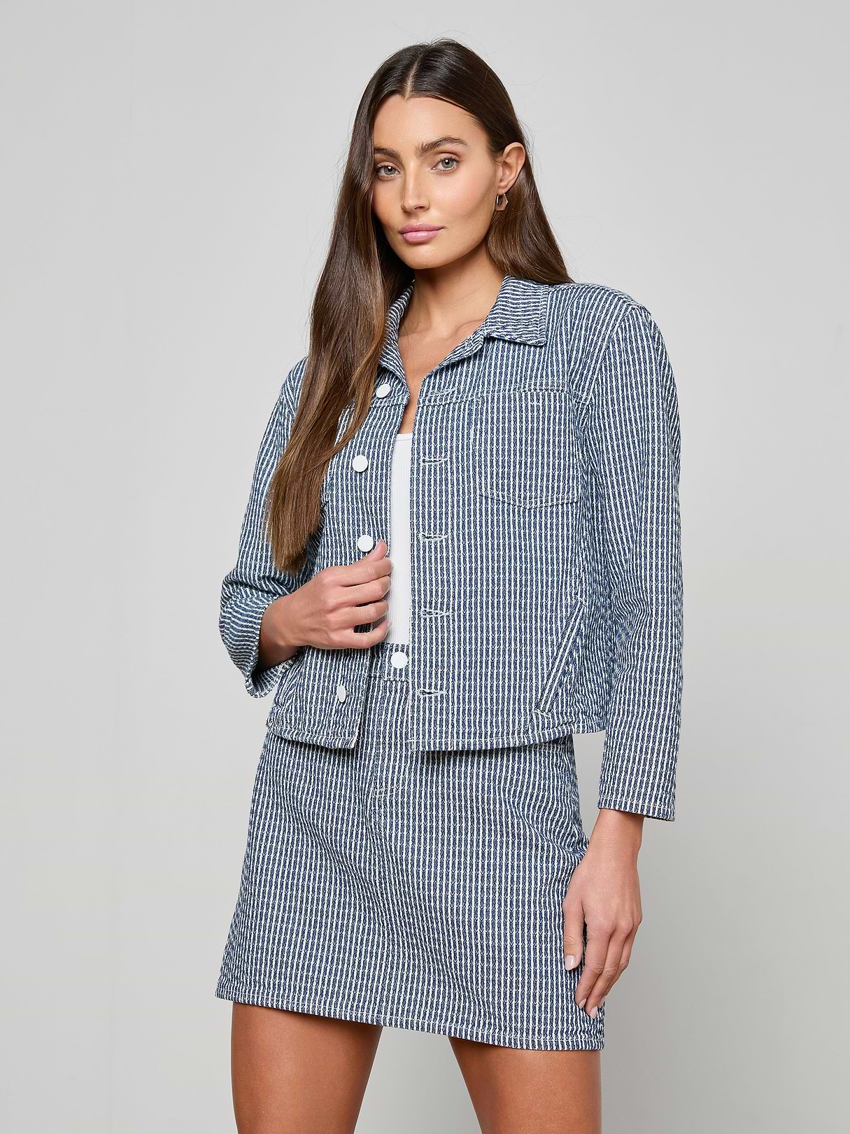 Kumi Cropped Jacket in Midnight | L'AGENCE