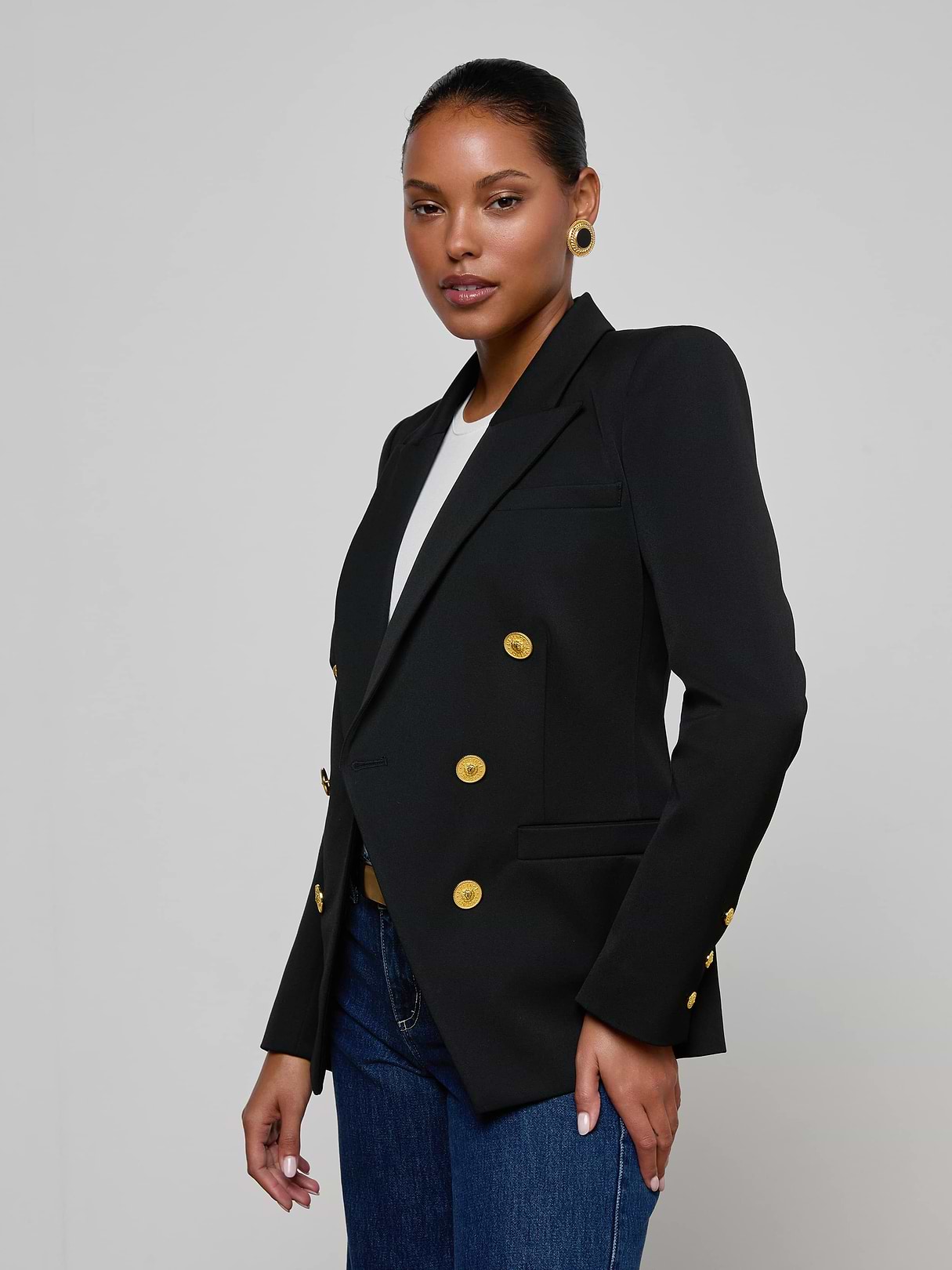 専用 渋谷 Time is on BUTTON DOUBLE BREASTED Kyomi Double-Breasted Blazer in Midnight | L'AGENCE