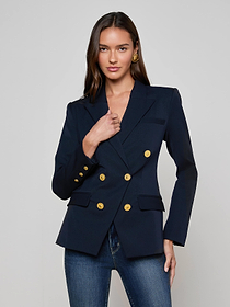 Kyomi Double-Breasted Blazer in Midnight | L'AGENCE
