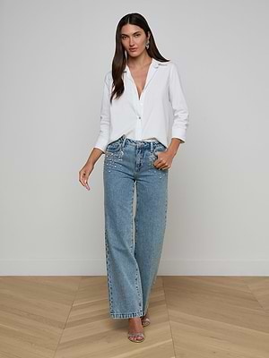 Pantaloni Jeans A Campana Neri L'Agence Vita Alta, Donna - Taglia 30, Lunghi E Svasati