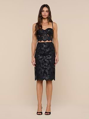 Makena Lace Pencil Skirt in Black | L'AGENCE