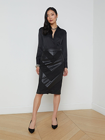 Erma Pencil Skirt in Dark Brown | L'AGENCE