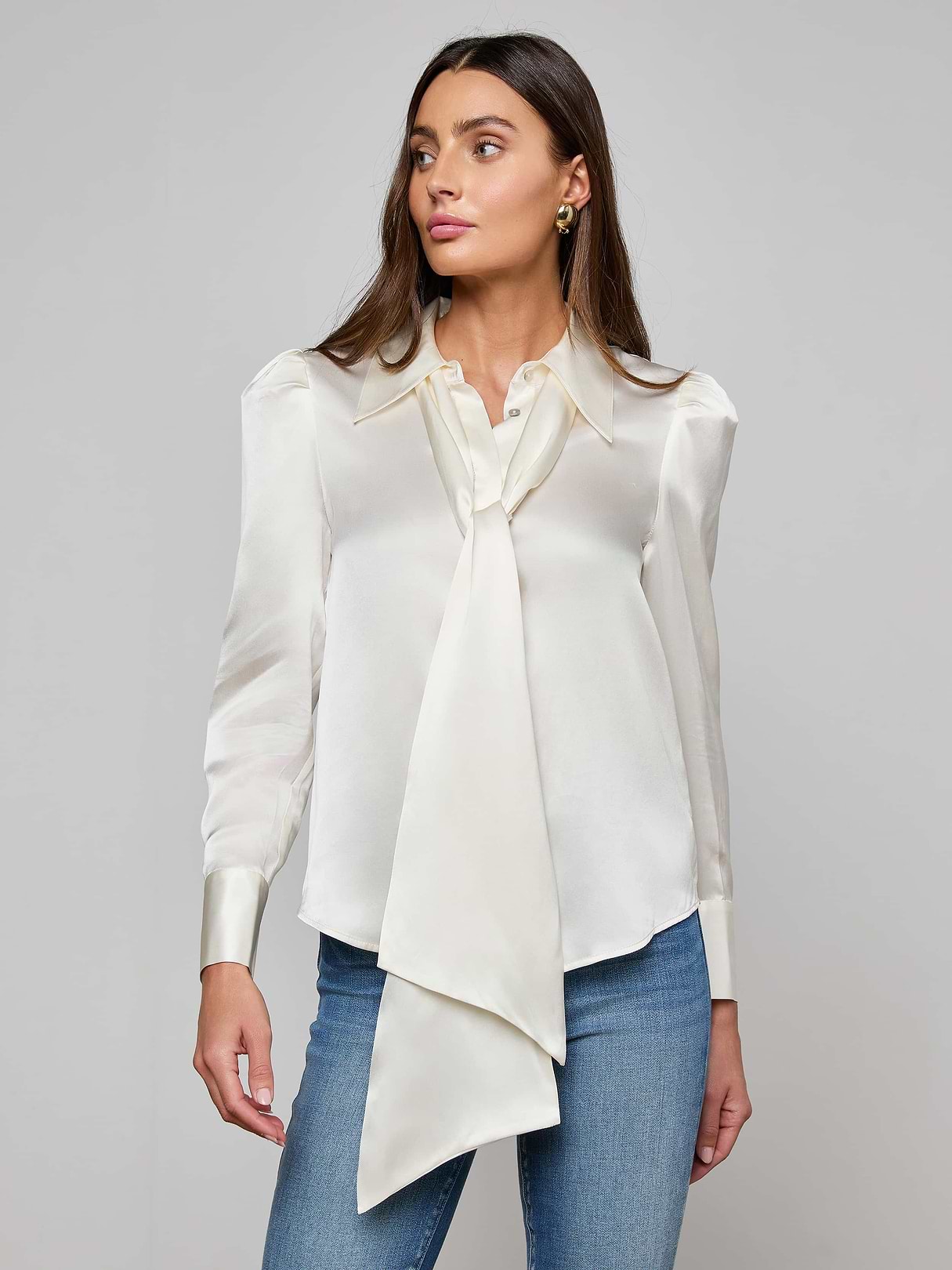 Ellah Silk Blouse in Black | L'AGENCE