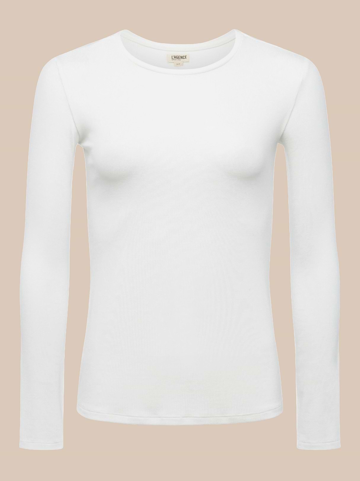 Tess Long Sleeve Tee in White Micro Modal | L'AGENCE