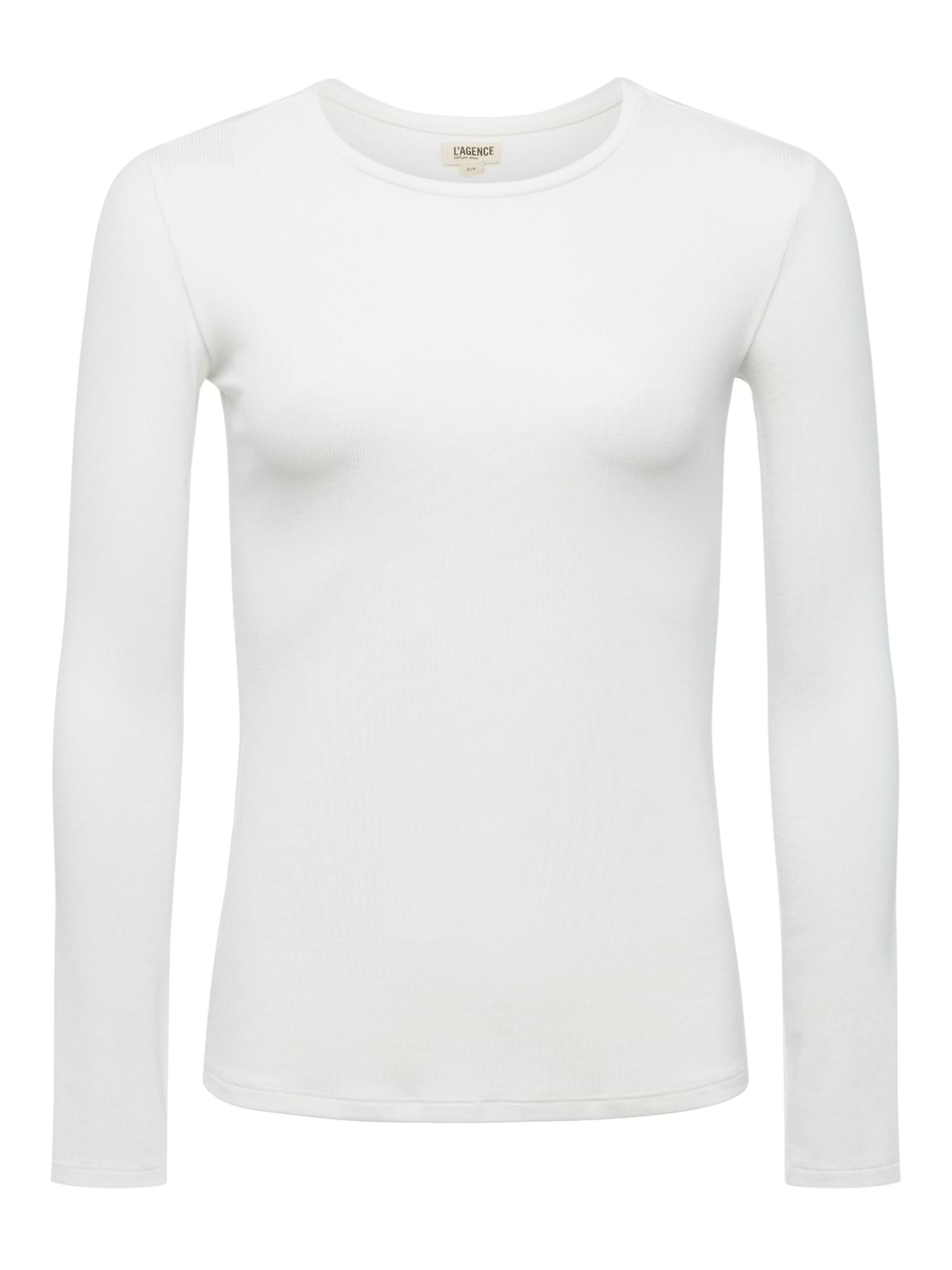 Tess Long Sleeve Tee in White Micro Modal | L'AGENCE