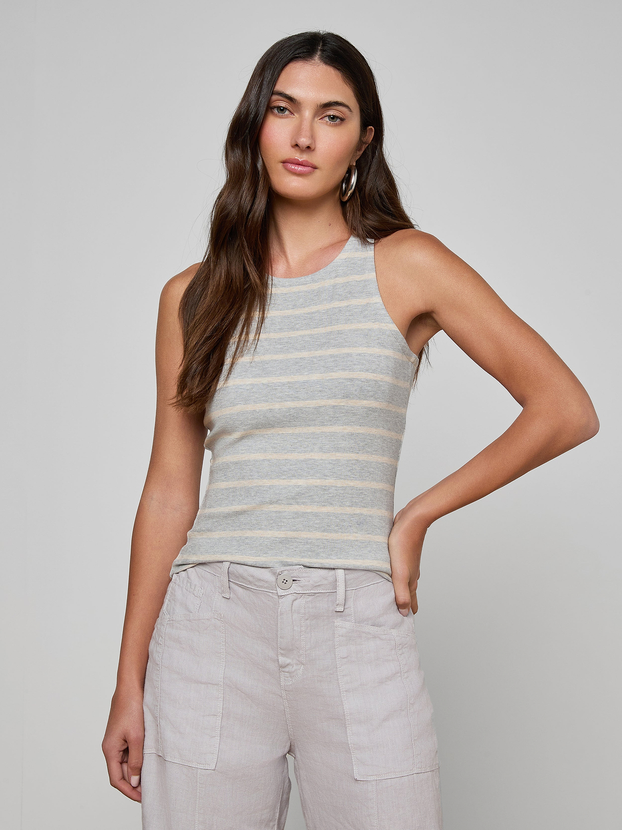 Mikaela Cotton Tank in White | L'AGENCE