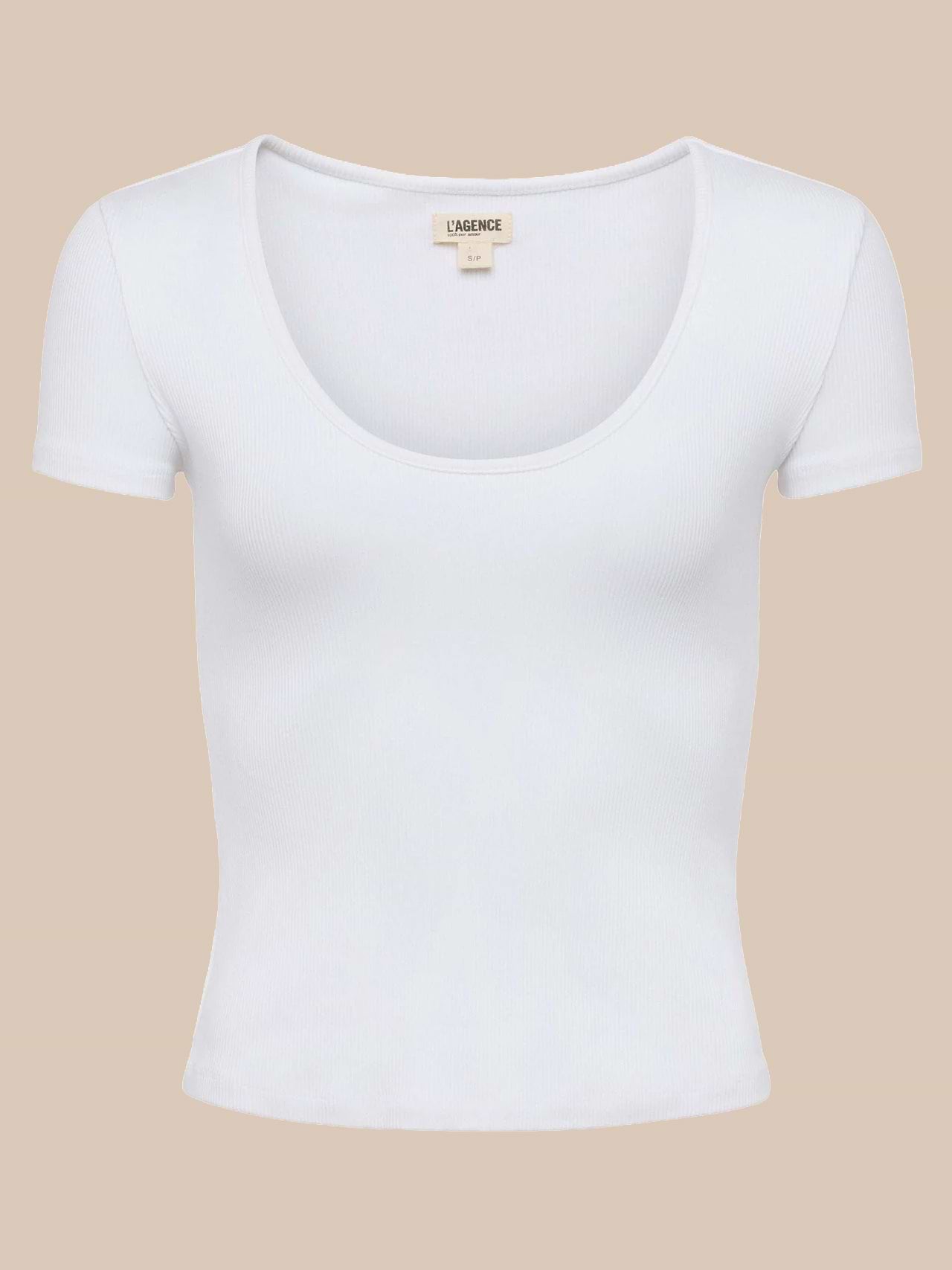 Tess Long Sleeve Tee in White Micro Modal | L'AGENCE