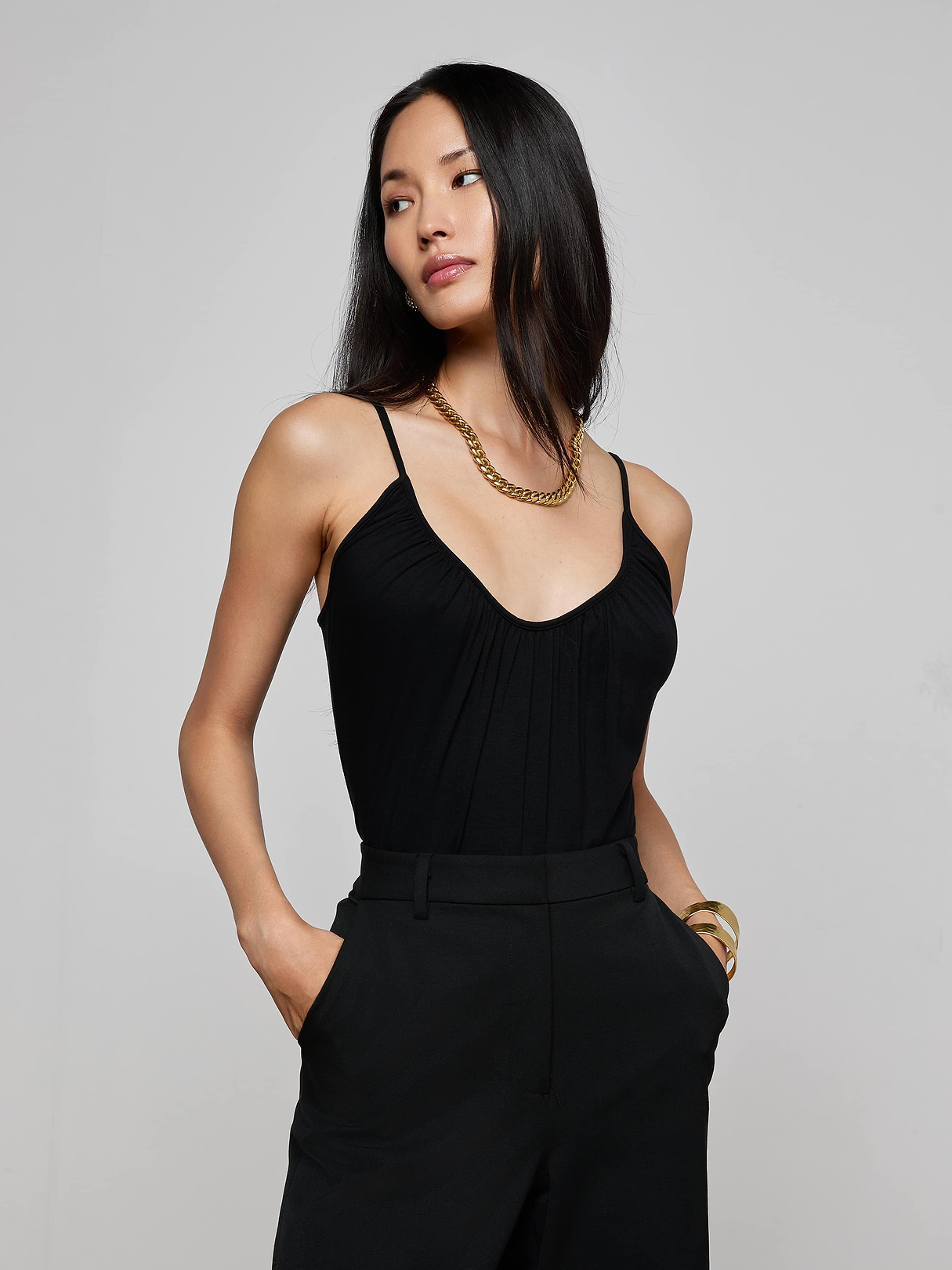 Dara Stretch-Satin Bodysuit in Black | L'AGENCE