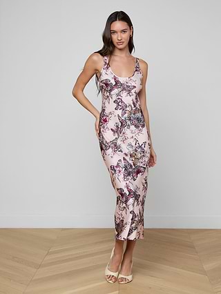 l'agence karma sequin maxi dress L'AGENCE Karma Sequin Maxi Dress In White Sequin