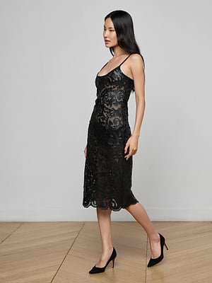 L'AGENCE Halia Vegan Leather Dress In Midnight L'AGENCE Halia Vegan Leather Dress In Midnight