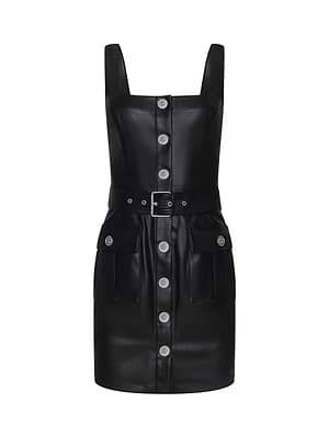 Halia Vegan Leather Dress in Midnight | L'AGENCE Halia Vegan Leather Dress in Midnight | L'AGENCE