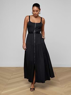 images of black dress Black Strapless Chain Accent Maxi Party Sexy Dress – AMIClubwear main image 0