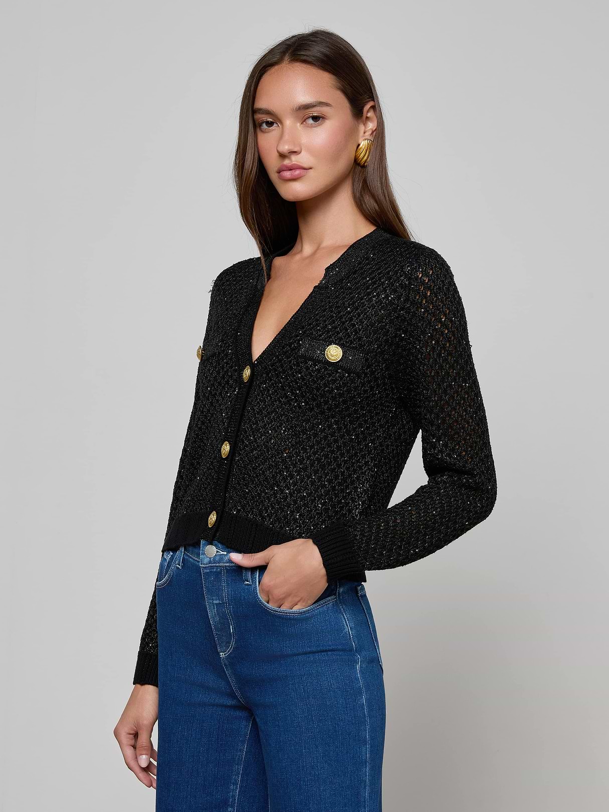 Toulouse Cardigan in Black | L'AGENCE