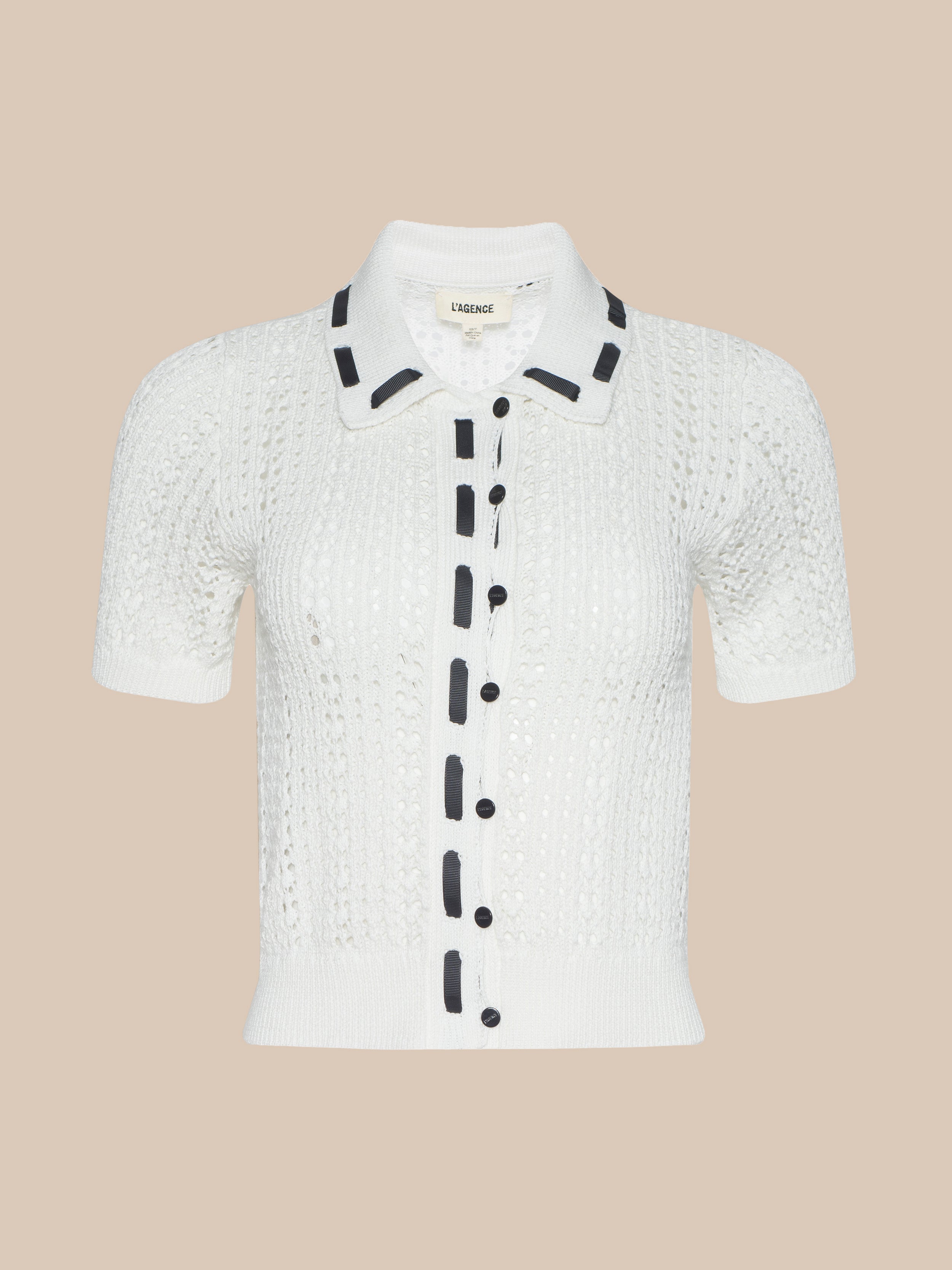 Ronda Knit Henley Top in Jasper Green/Gold Lion | L'AGENCE