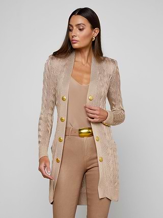 Cardigan Long Femme IWOLLENCE – Tricot Torsadé Doux Avec Poches – Élégant & Confortable – Bord à Bord