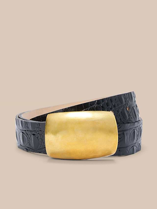 Amis Belt in Black Croc Embossed/Gold | L display picture 3
