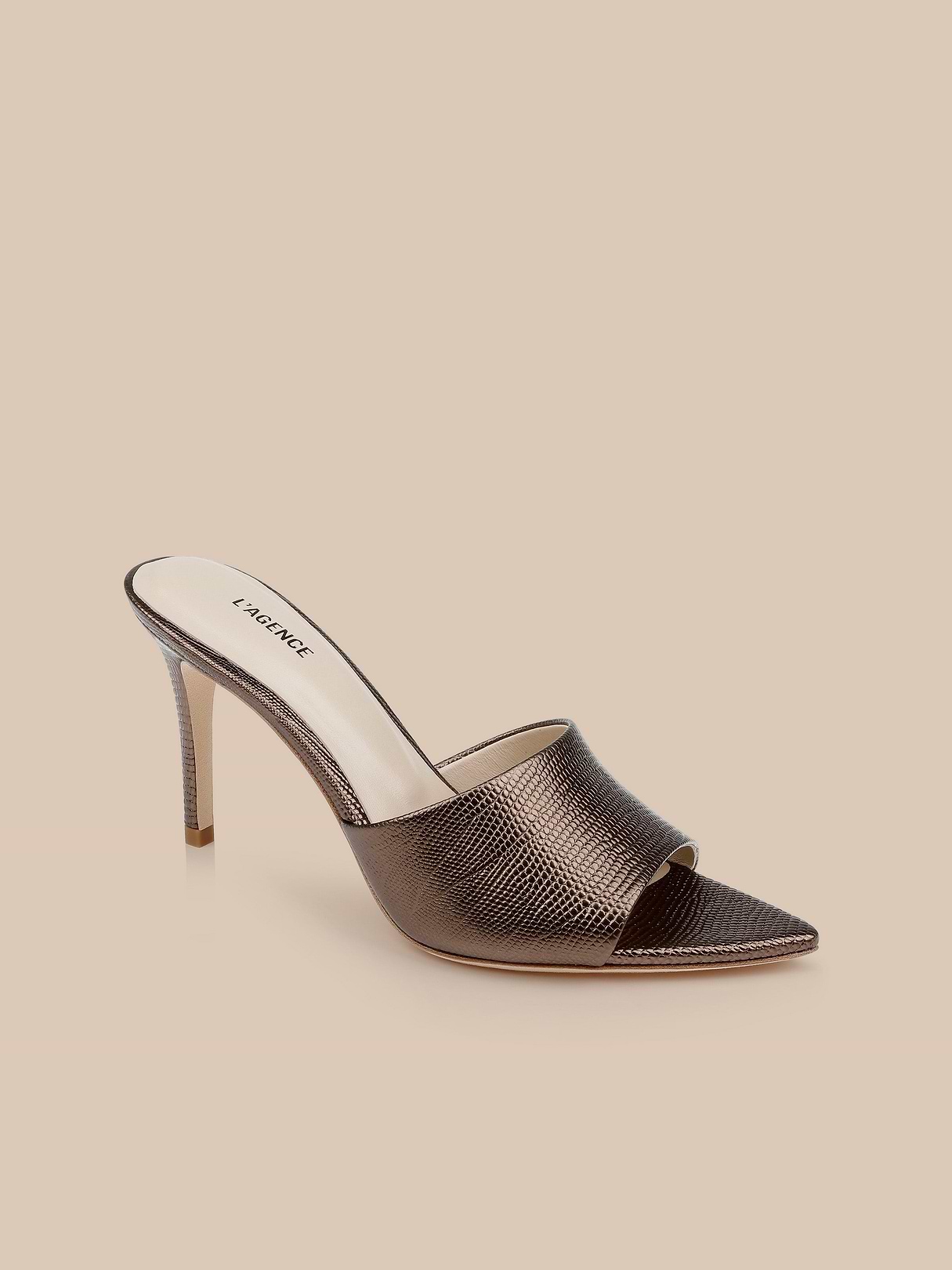 Lolita Denim Open-Toe Mule in Dark Denim | L'AGENCE