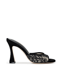 Avery Leather Open-Toe Mule in Gold Lizard Leather | L'AGENCE
