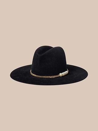 Reyes Leather Band Fedora in Black | L display picture 1