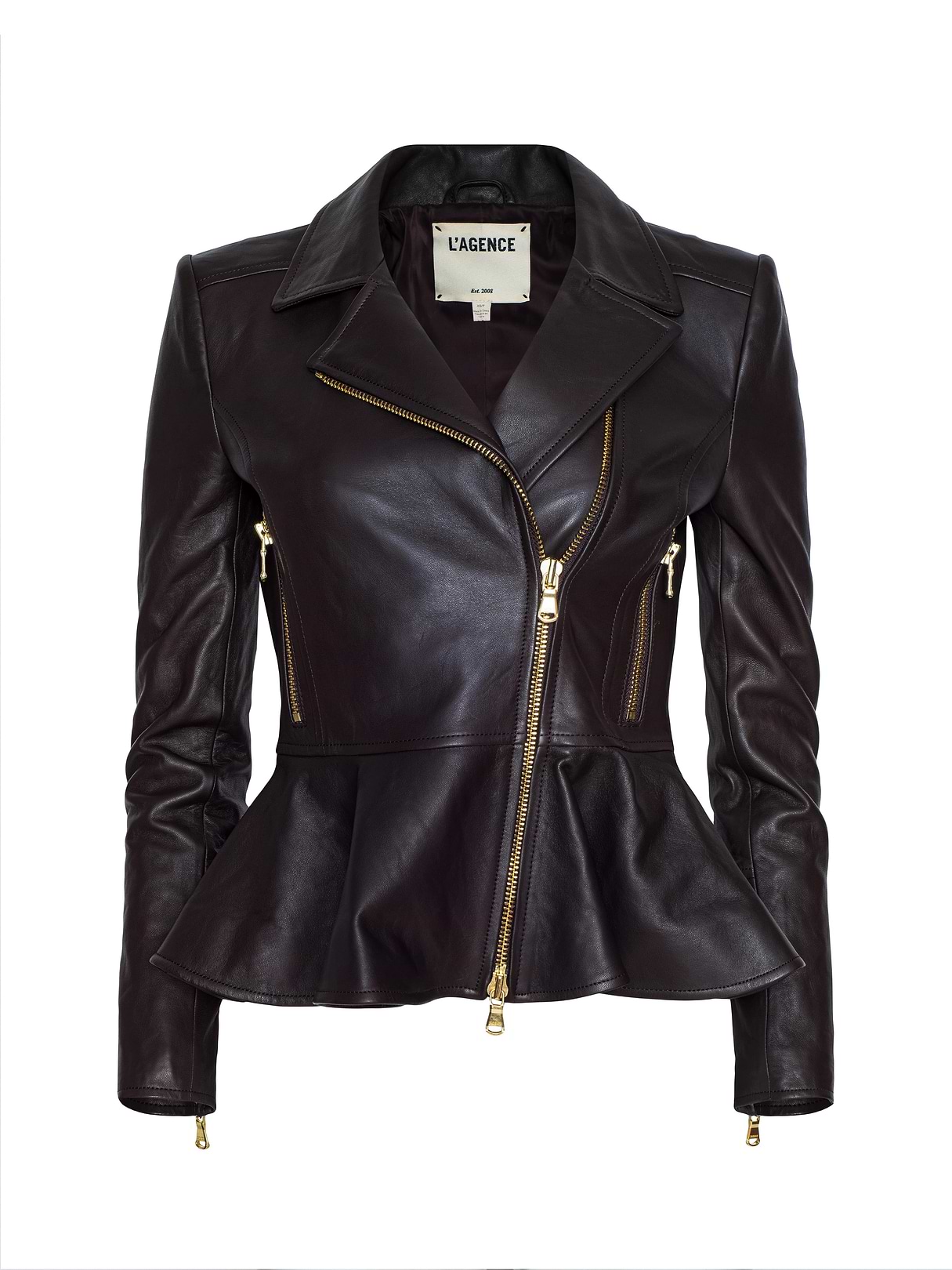 Moxie Peplum Biker Jacket in Norton | L'AGENCE