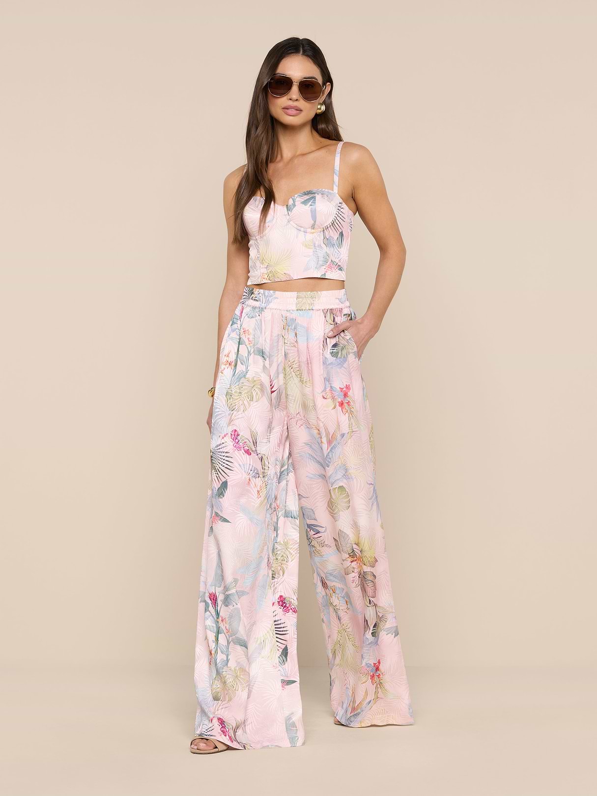 Amara Linen Wide-Leg Pant in Icy Lilac | L'AGENCE