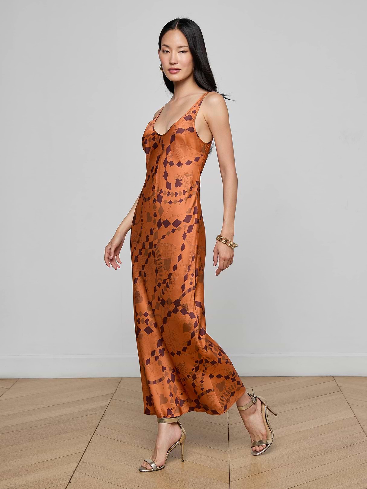 Akiya Satin Tank Dress in Malachite Green | L'AGENCE