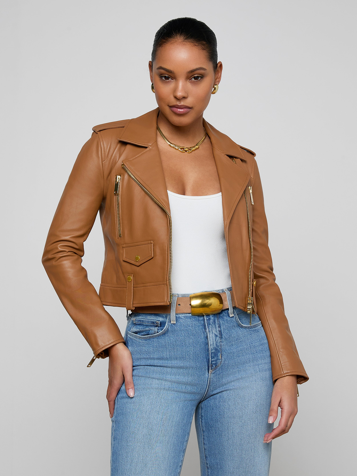 Women's Cropped Leather Jackets Collection - L'AGENCE