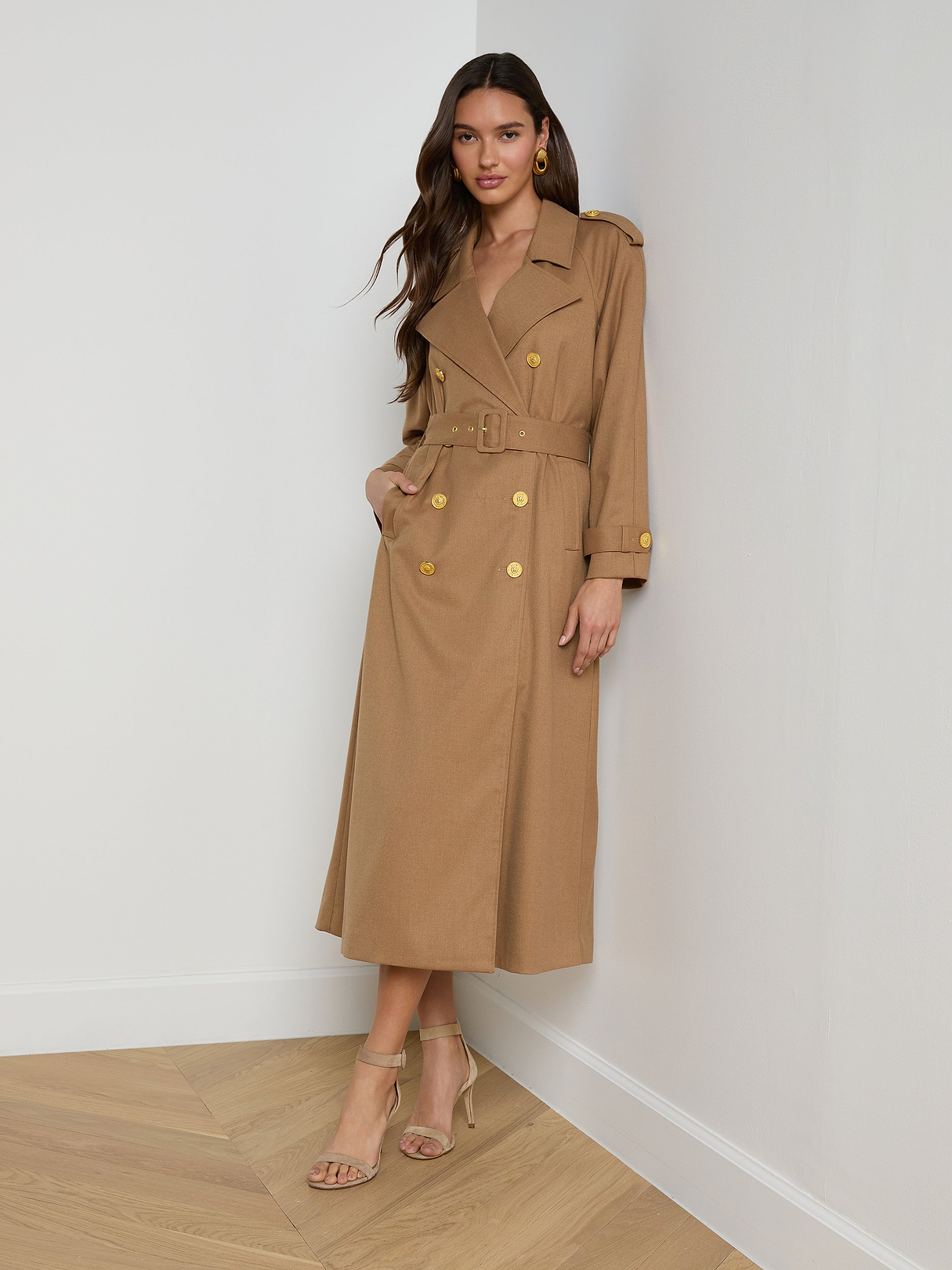 Brinley Oversized Trench Coat in Dark Macchiato | L'AGENCE