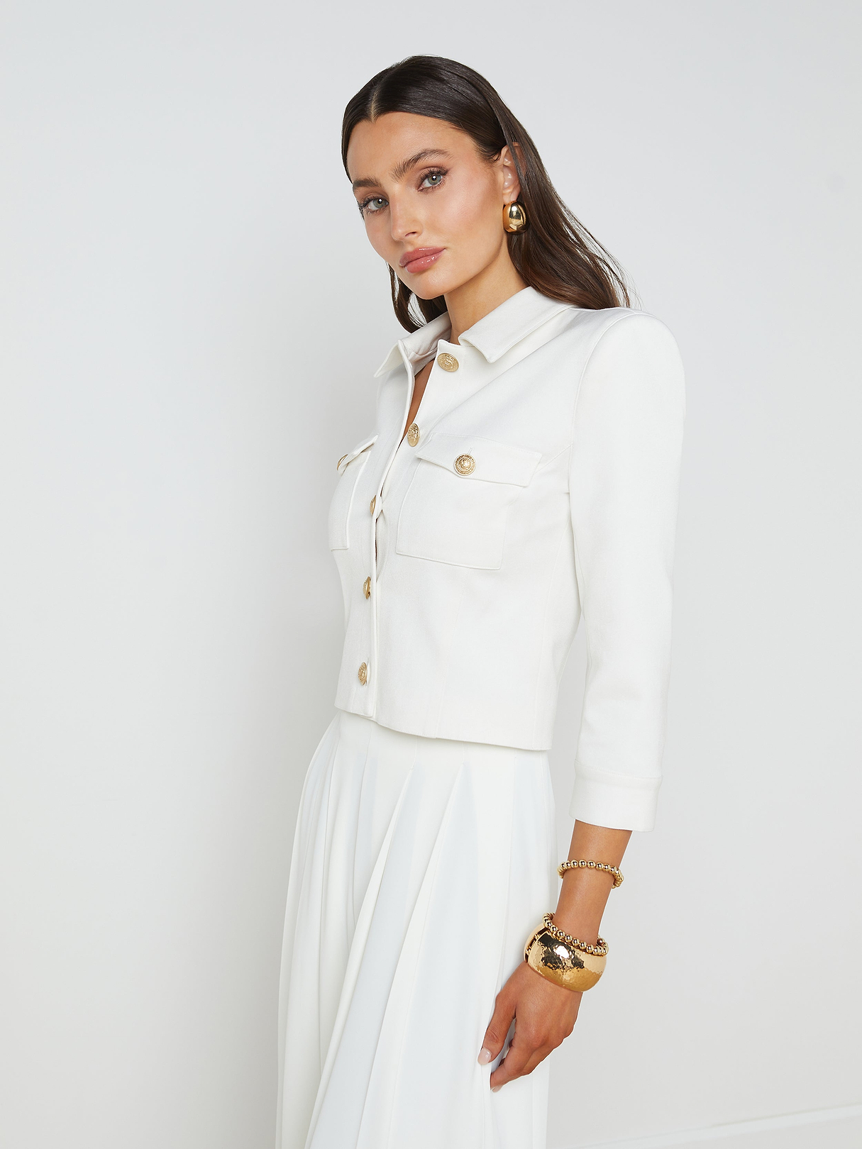 Kumi Cropped Jacket in White | L'AGENCE