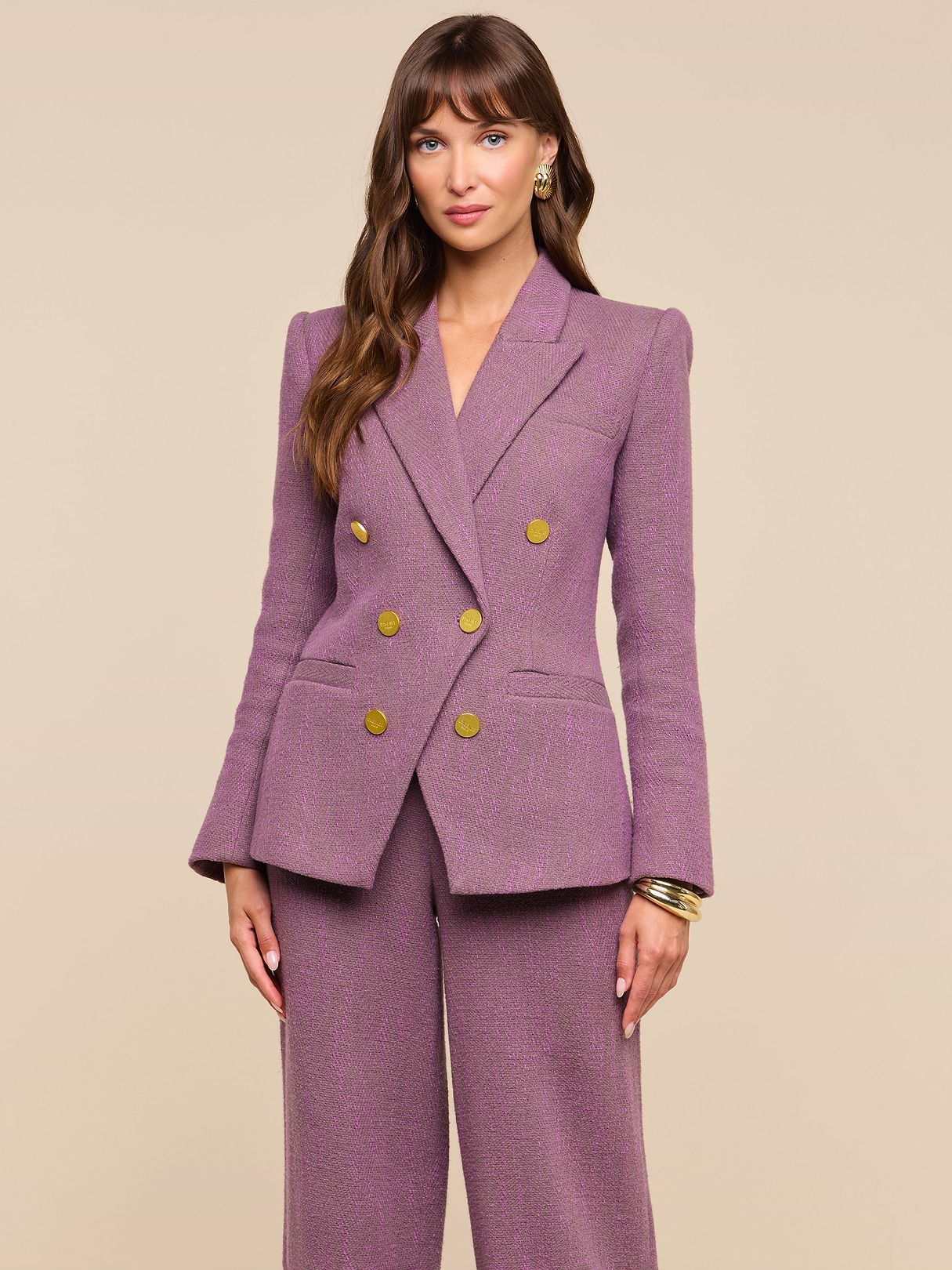 Kyomi Double-Breasted Blazer in Dusky Orchid Multi | L'AGENCE