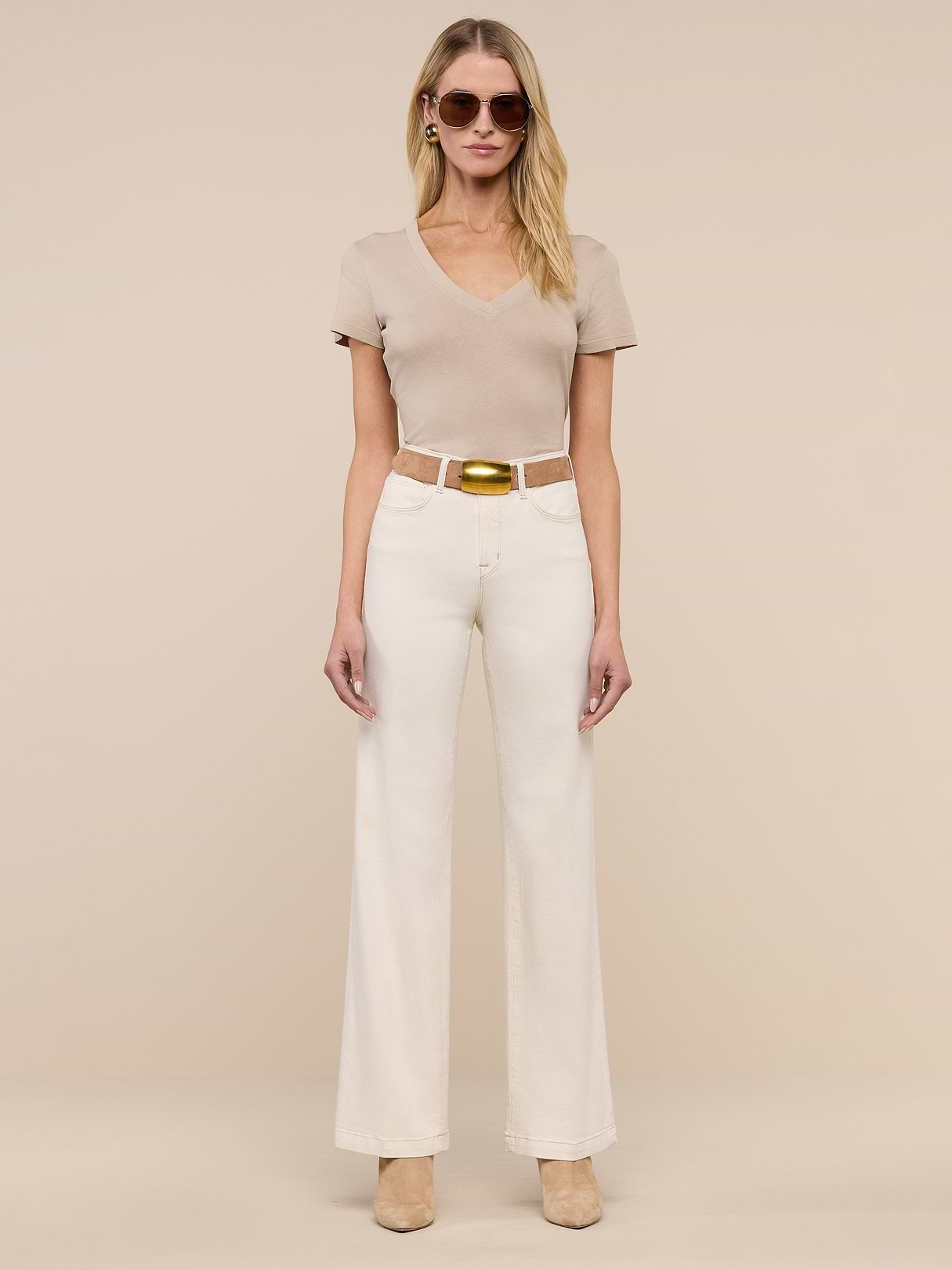 Scottie Wide-Leg Jean in Macadamia | L'AGENCE