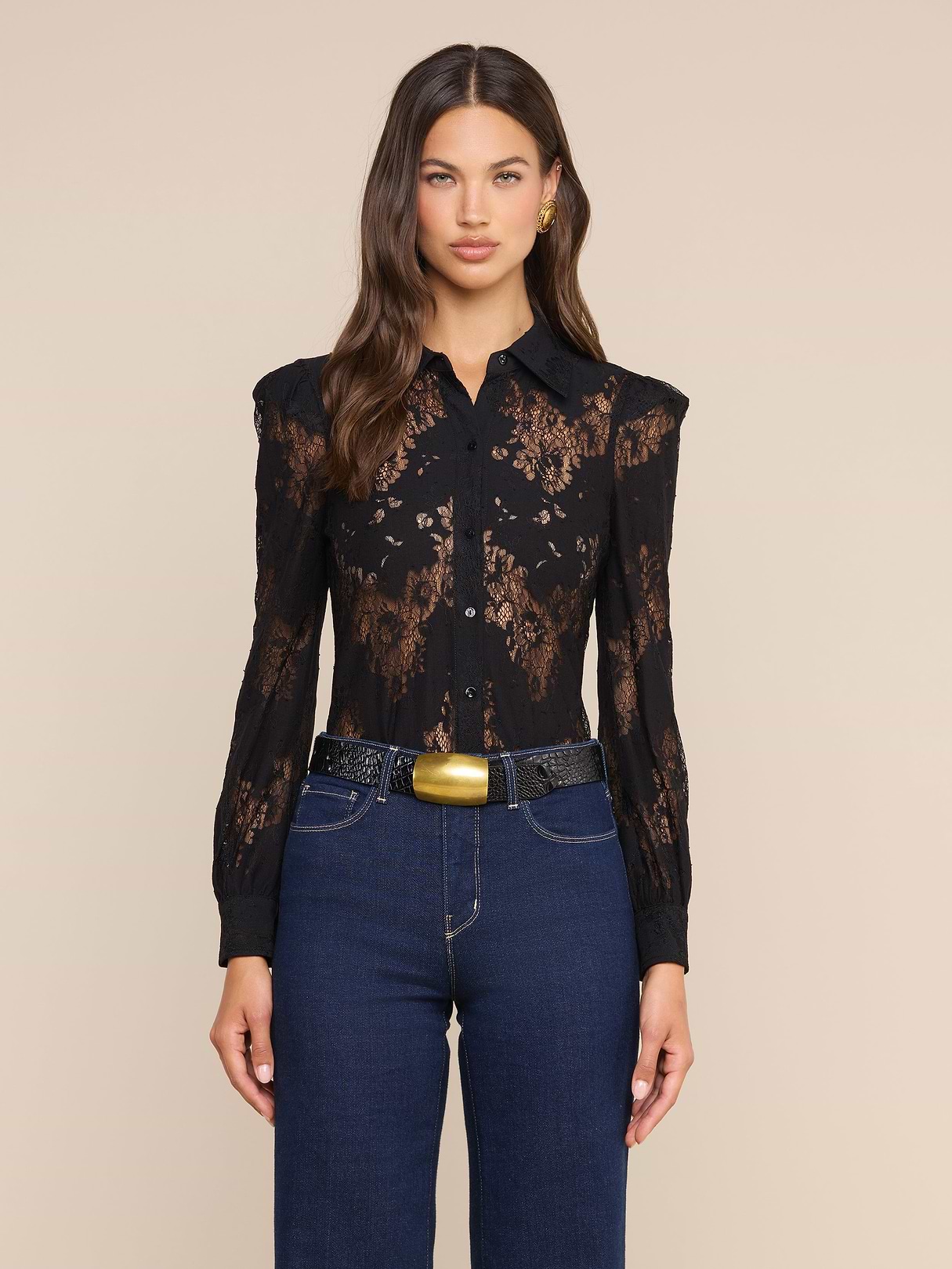 トップス Fionna Lace Blouse Jenica Lace Blouse in Black | L'AGENCE