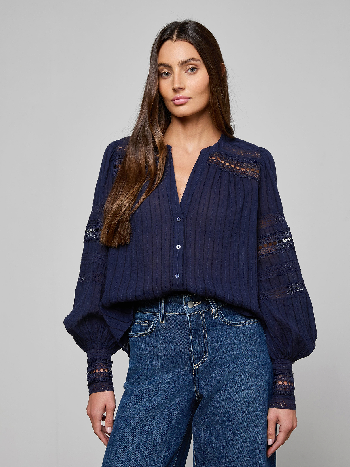 Kiera Blouse in Navy | L'AGENCE