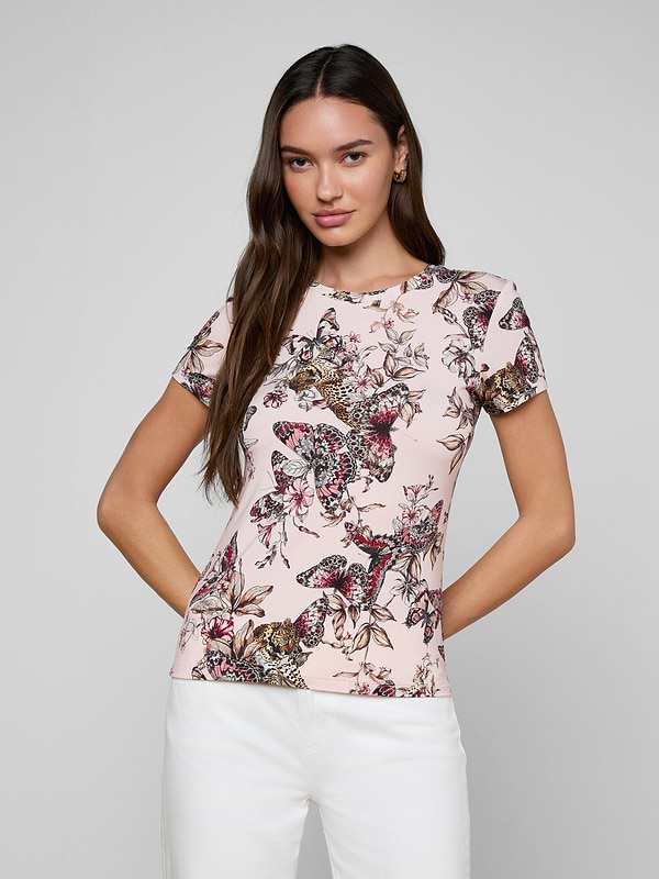 L'Agence Ressi Butterfly Jungle T-Shirt in Nectar Pink