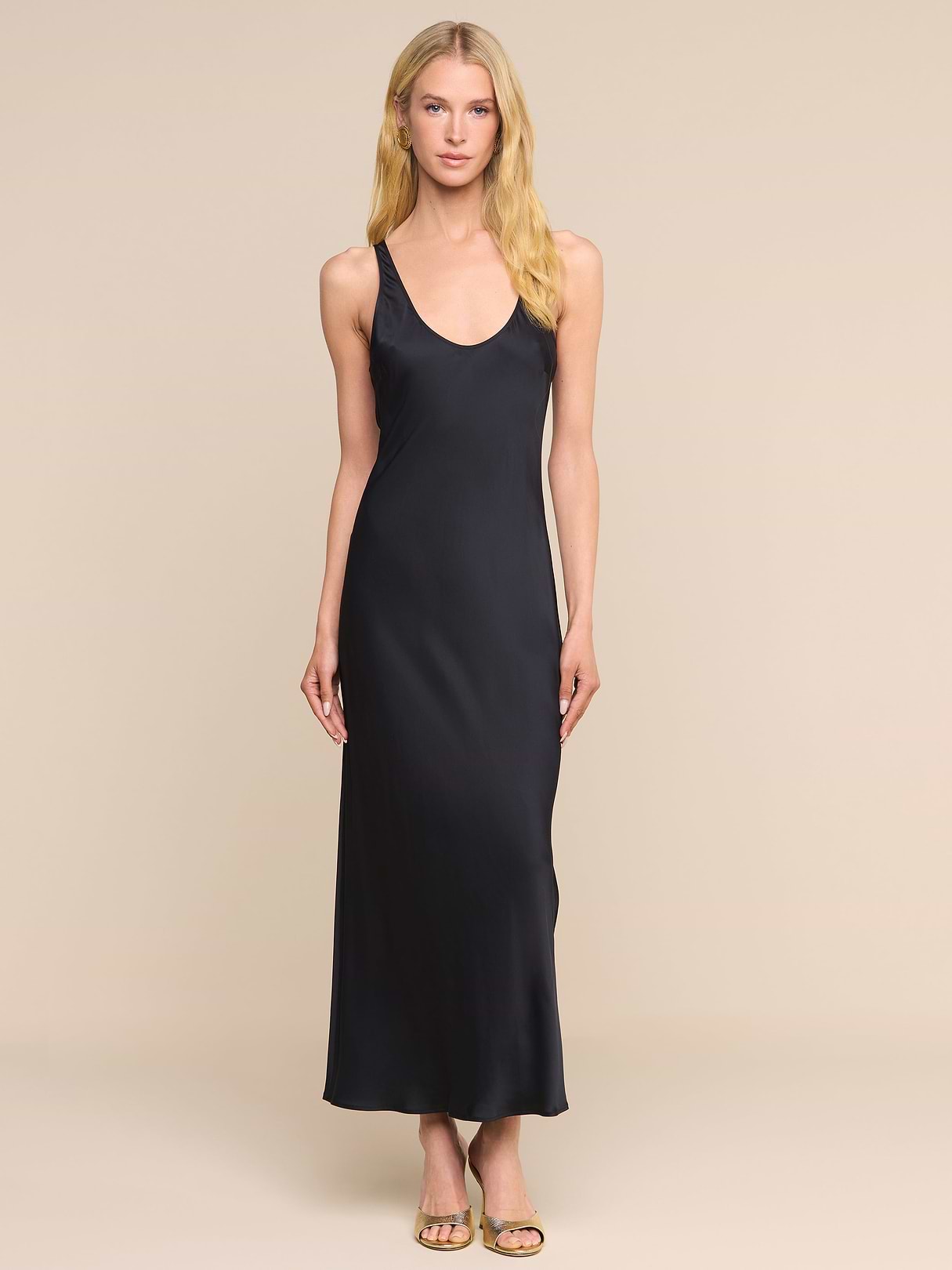 L'AGENCE Akiya Satin Maxi Dress In Black