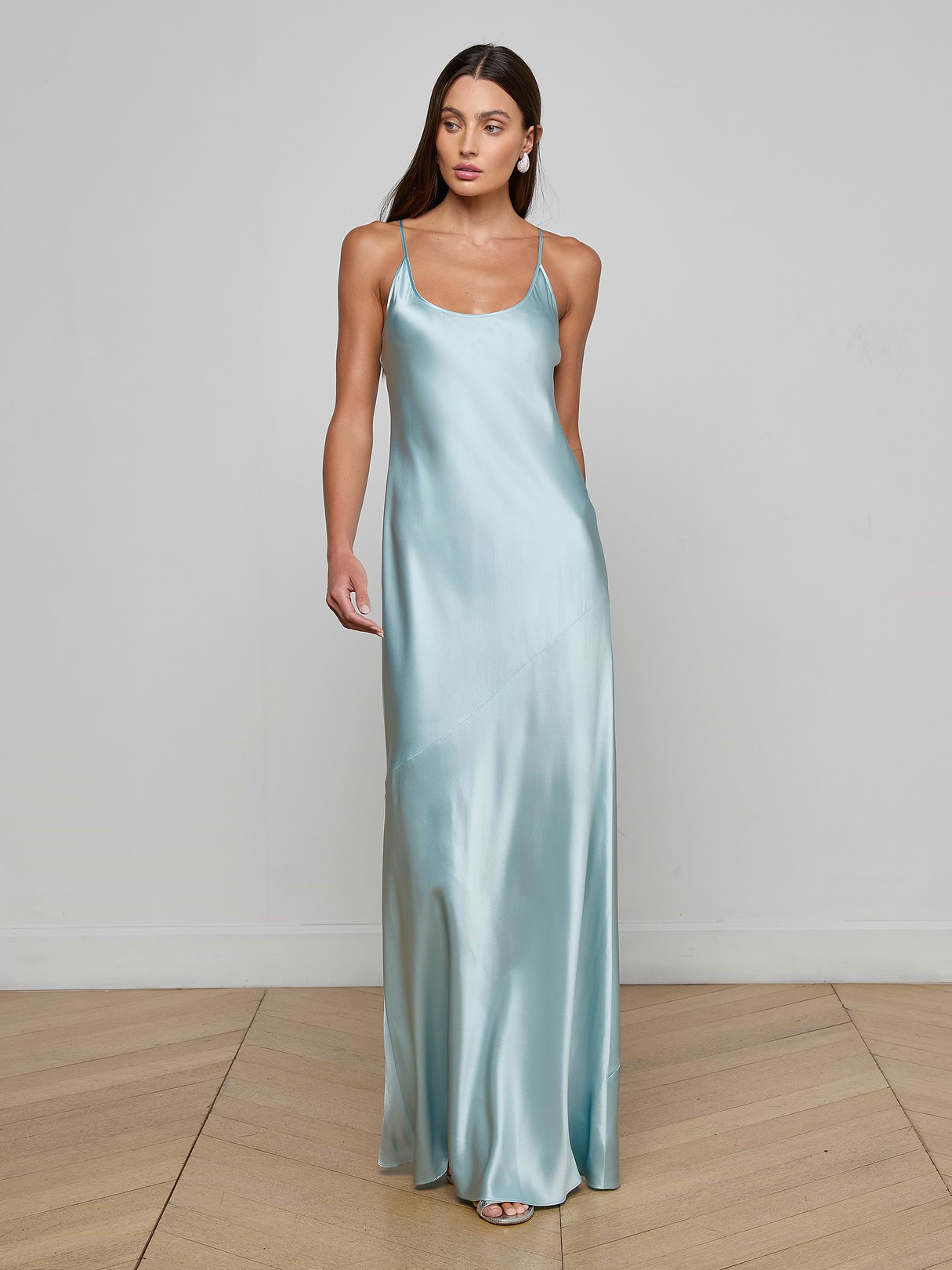 L'AGENCE Charmaine Silk Gown In Pale Blue L'AGENCE Charmaine Silk Gown In Pale Blue