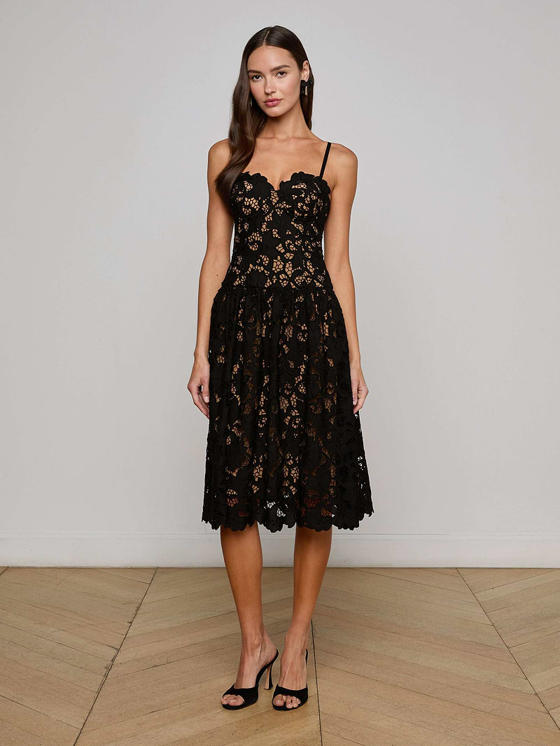 Black Lace Dresses - Romantic Feminine Elegance L'AGENCE Black Lace Dresses - Romantic Feminine Elegance L'AGENCE