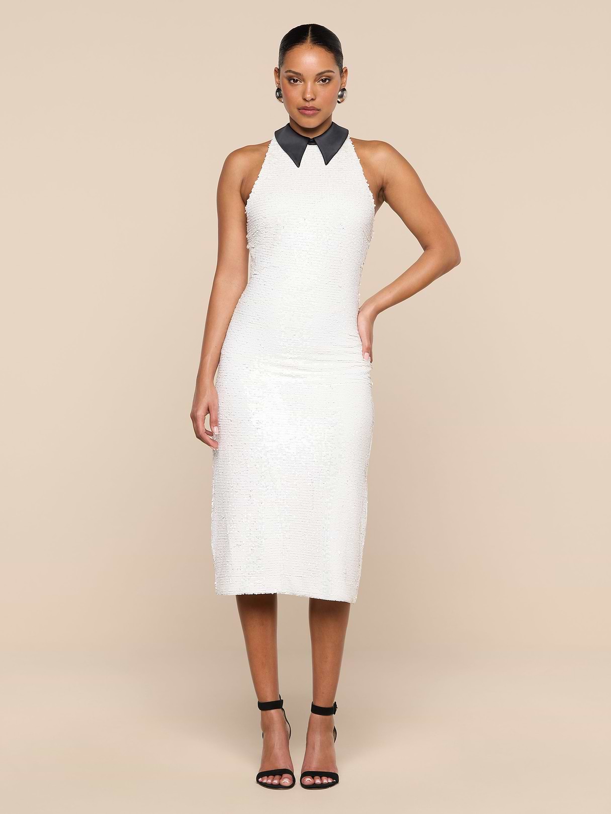 Lilith Sequin Dress in White/Black | L'AGENCE Lilith Sequin Dress in White/Black | L'AGENCE