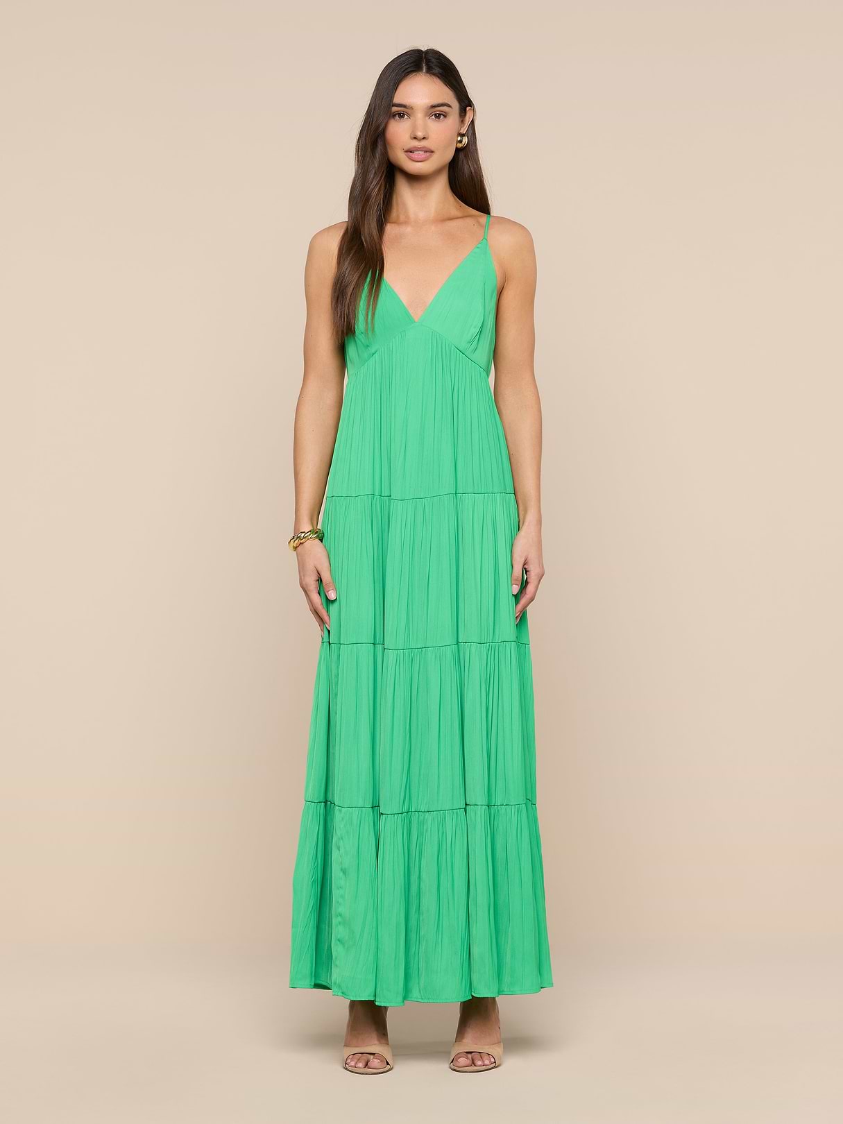 L'AGENCE Lua Tiered Maxi Dress In Island Green L'AGENCE Lua Tiered Maxi Dress In Island Green